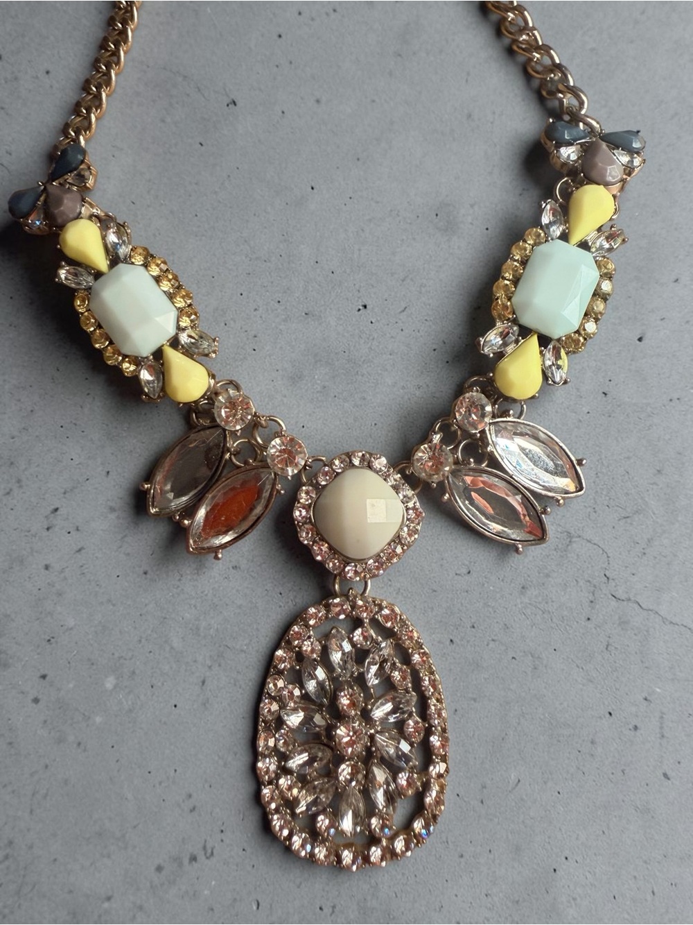 Statement Multi-Color Crystal Pendant Necklace - Women Jewelry